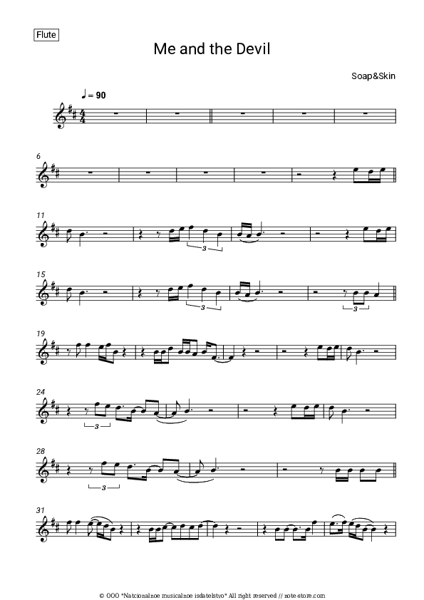 Me And The Devil - Soap&Skin Flute Sheet Music - Flute