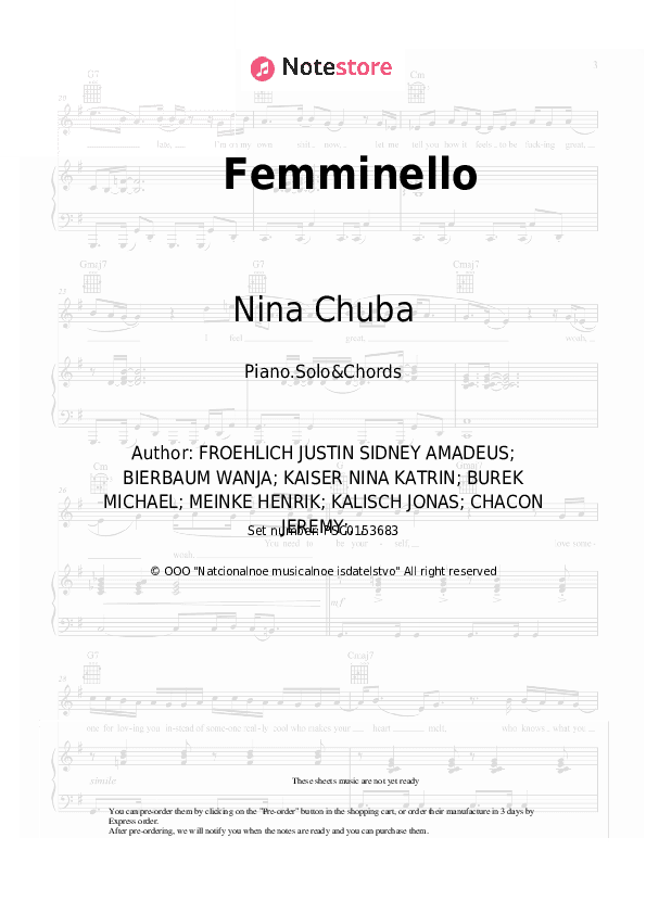 Femminello - Nina Chuba Piano Sheet Music and Chords - Piano.Solo&Chords