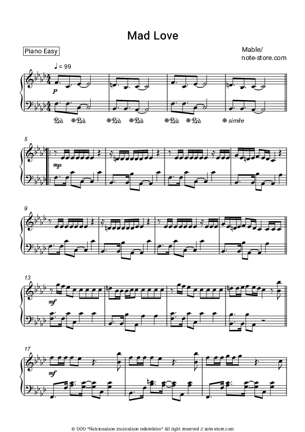 Mad Love - Mabel Piano Sheet Music Easy - Piano.Easy