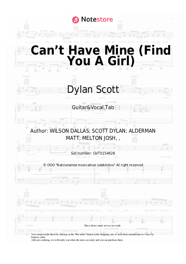 Can’t Have Mine (Find You A Girl) - Dylan Scott Chords and Voice - Guitar&Vocal.Tab