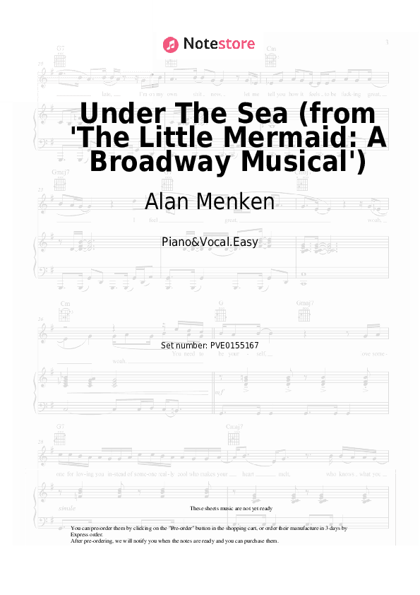 Under The Sea (from 'The Little Mermaid: A Broadway Musical') - Alan Menken Piano Sheet Music Easy and Vocal - Piano&Vocal.Easy
