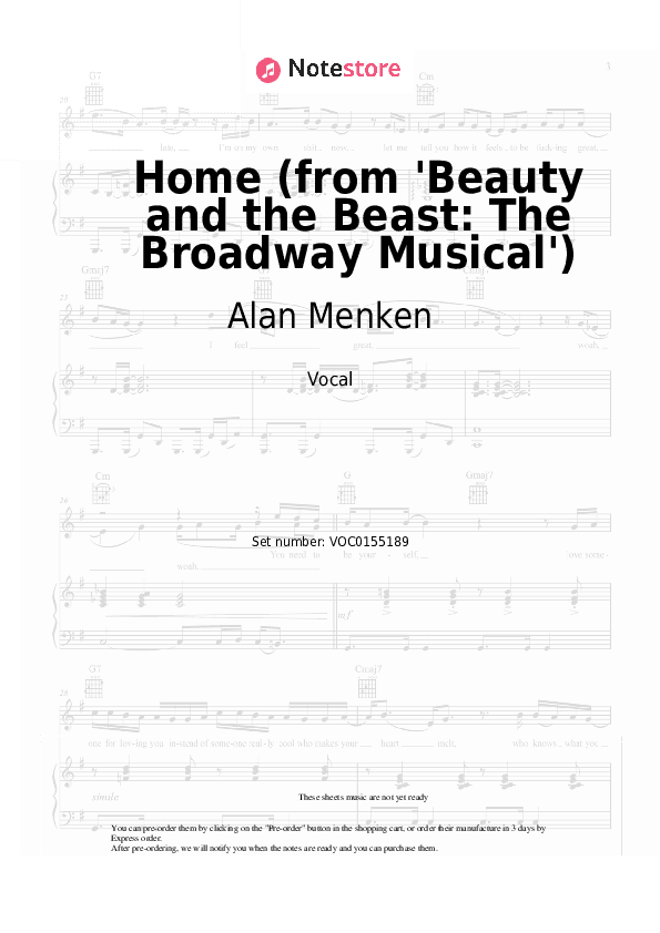 Home (from 'Beauty and the Beast: The Musical') - Alan Menken Vocal Sheet Music - Vocal