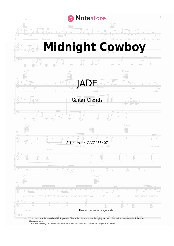Midnight Cowboy - JADE Chords - Guitar.Chords