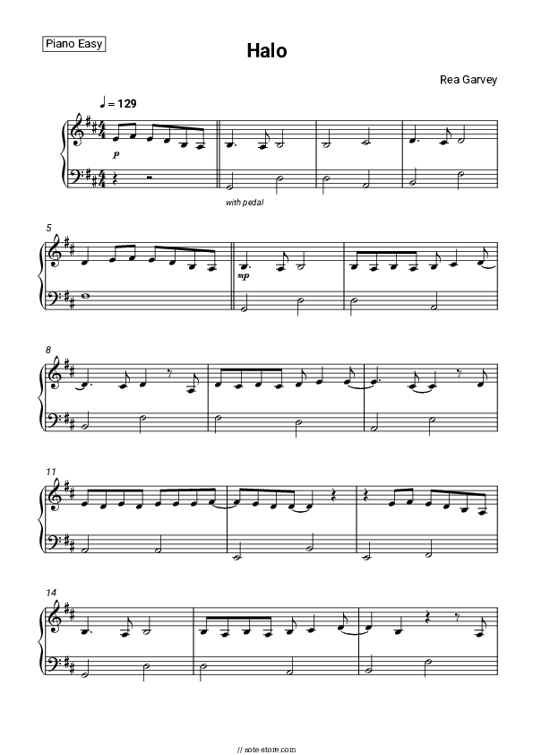 Halo - Rea Garvey Piano Sheet Music Easy - Piano.Easy