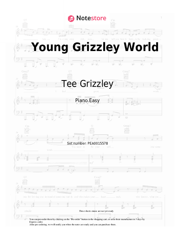 Young Grizzley World - Tee Grizzley, YNW Melly, A Boogie wit da Hoodie Piano Sheet Music Easy - Piano.Easy