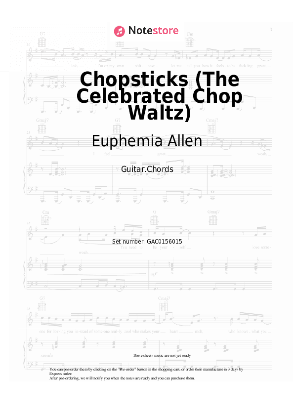 Chopsticks (The Celebrated Chop Waltz) - Euphemia Allen Chords - Guitar.Chords