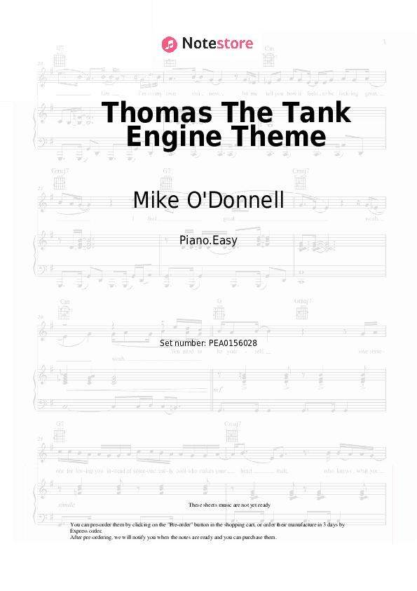 Thomas The Tank Engine Theme - Mike O'Donnell, Junior Campbell Piano Sheet Music Easy - Piano.Easy