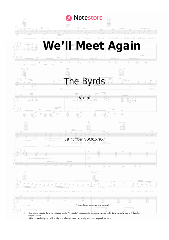 We’ll Meet Again - The Byrds Vocal Sheet Music - Vocal