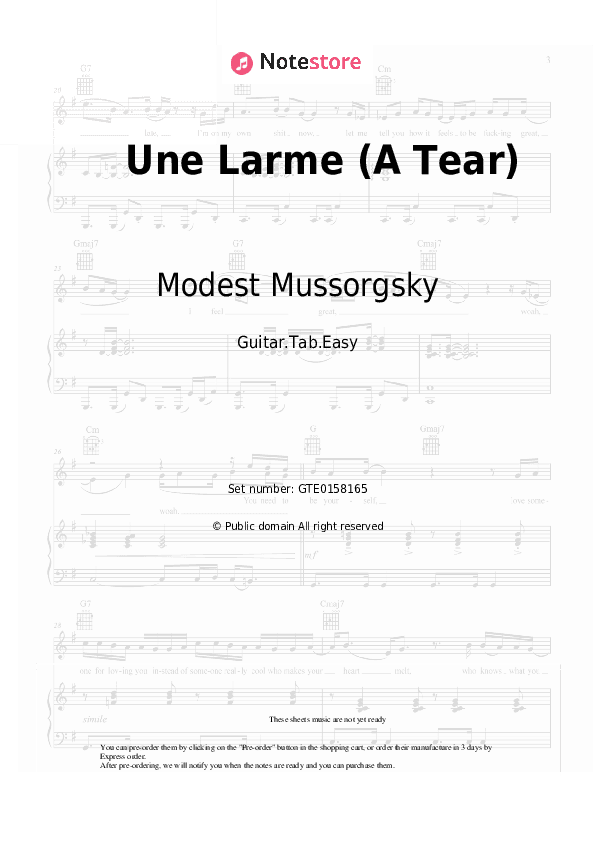 Une Larme (A Tear) - Modest Mussorgsky Tabs Easy - Guitar.Tab.Easy