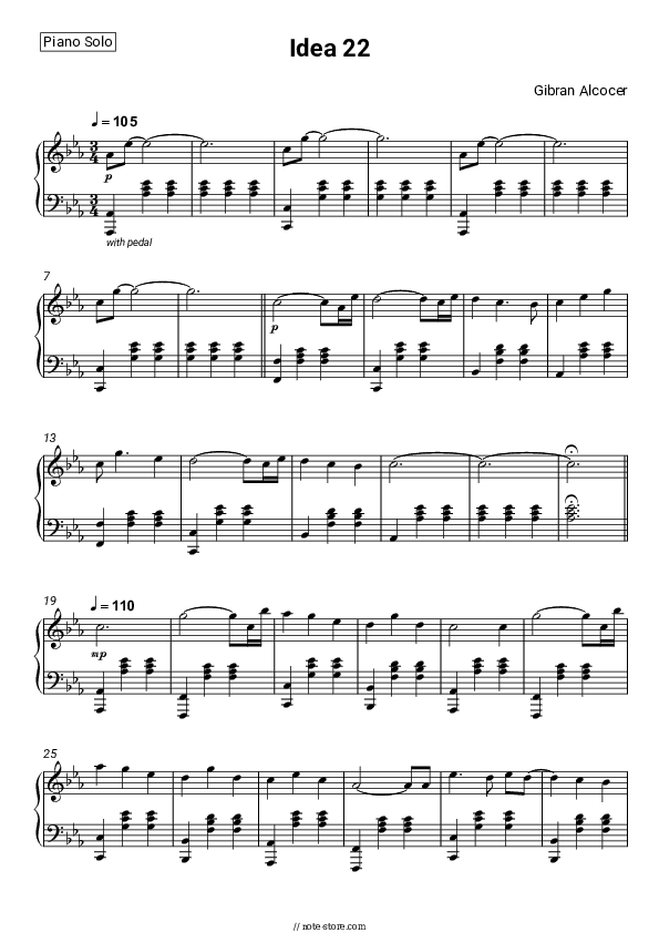 Idea 22 - Gibran Alcocer Piano Sheet Music - Piano.Solo
