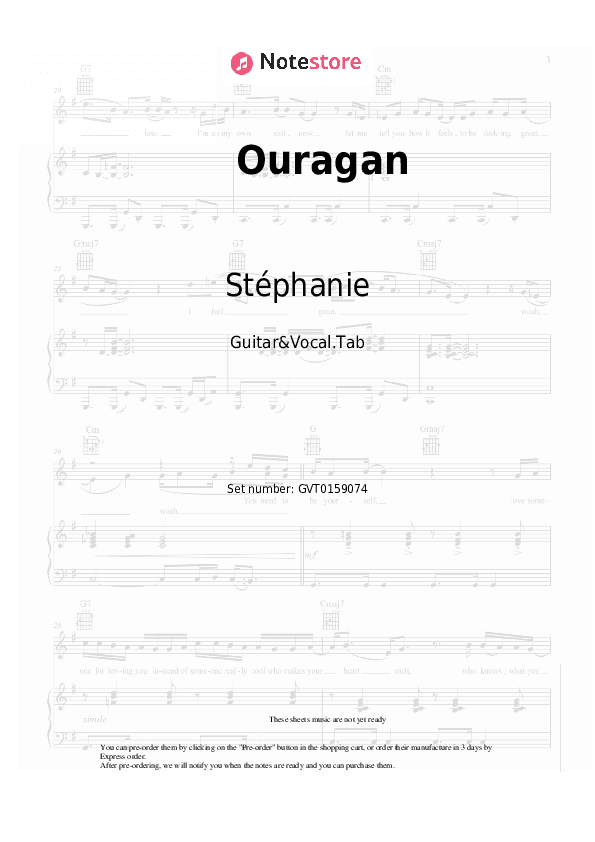 Ouragan - Stéphanie Chords and Voice - Guitar&Vocal.Tab