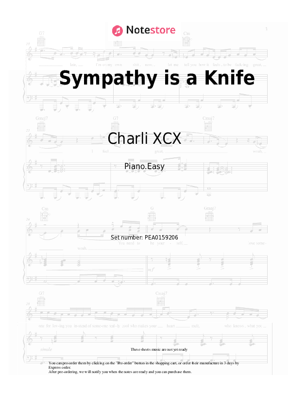 Sympathy is a Knife (Remix) - Charli XCX, Ariana Grande Piano Sheet Music Easy - Piano.Easy