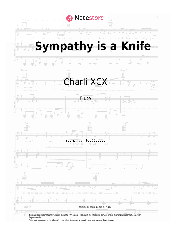 Sympathy is a Knife (Remix) - Charli XCX, Ariana Grande Flute Sheet Music - Flute