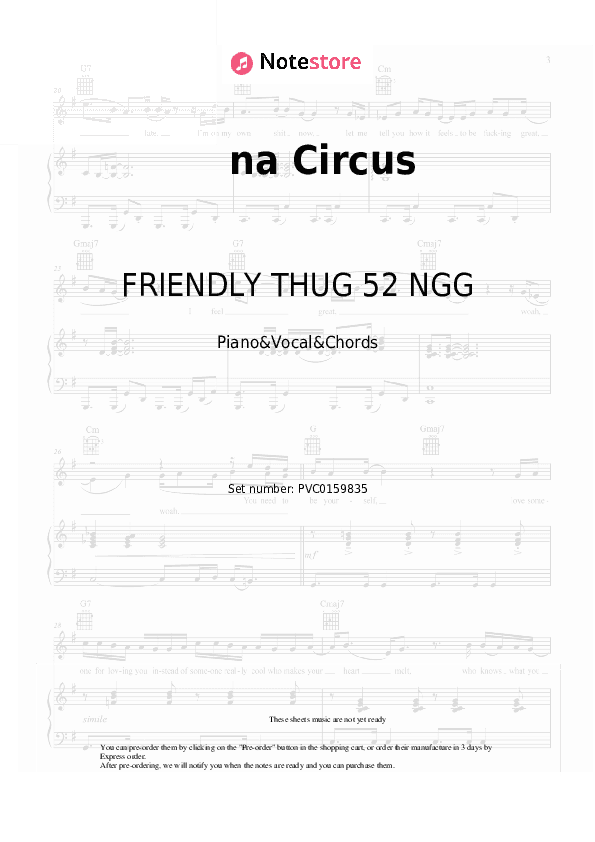 na Circus - FRIENDLY THUG 52 NGG, Scriptonite Piano Sheet Music with the Vocal and Chords - Piano&Vocal&Chords