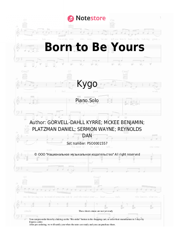 Born to Be Yours - Kygo, Imagine Dragons Piano Sheet Music - Piano.Solo