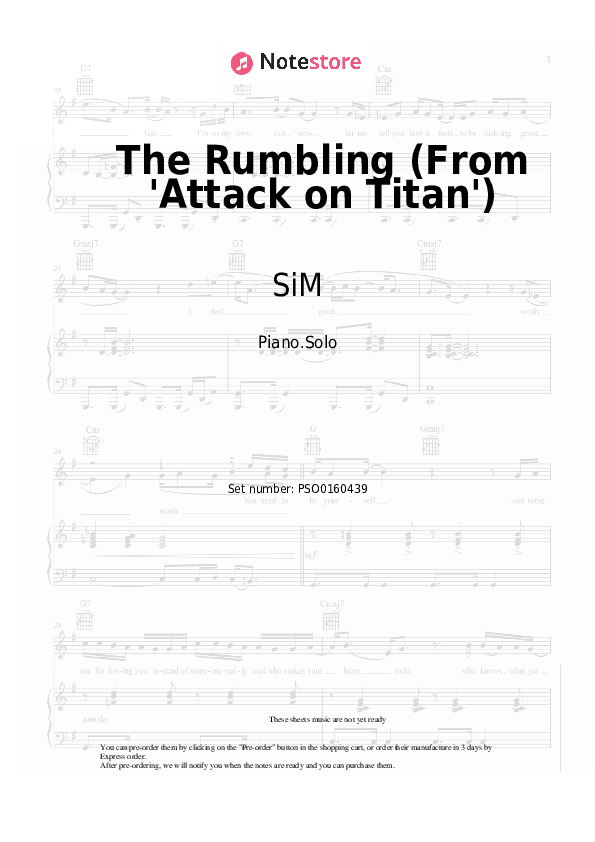 The Rumbling (From 'Attack on Titan') - SiM Piano Sheet Music - Piano.Solo