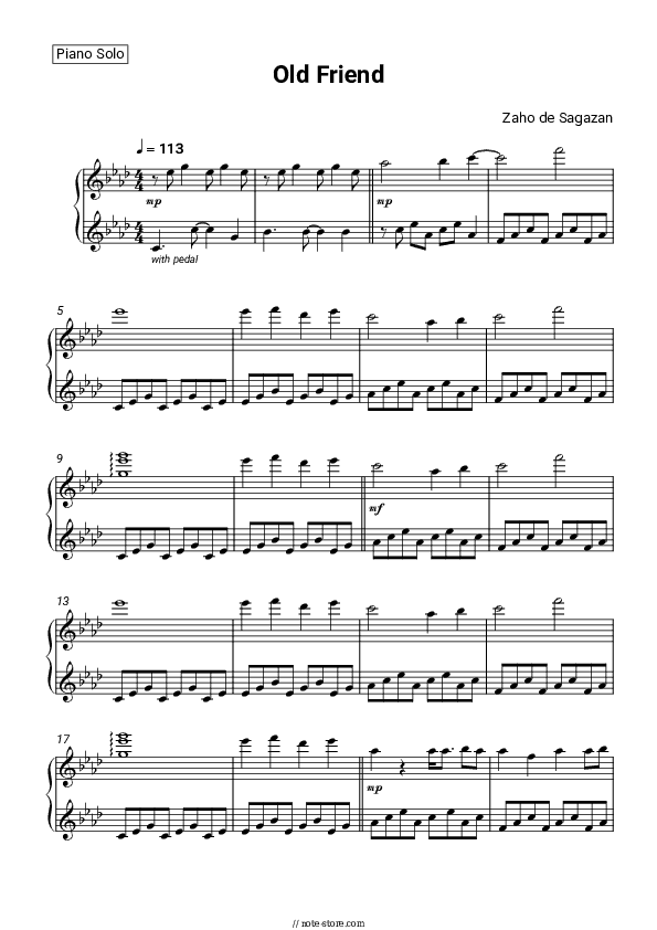 Old Friend - Zaho de Sagazan, Tom Odell Piano Sheet Music - Piano.Solo