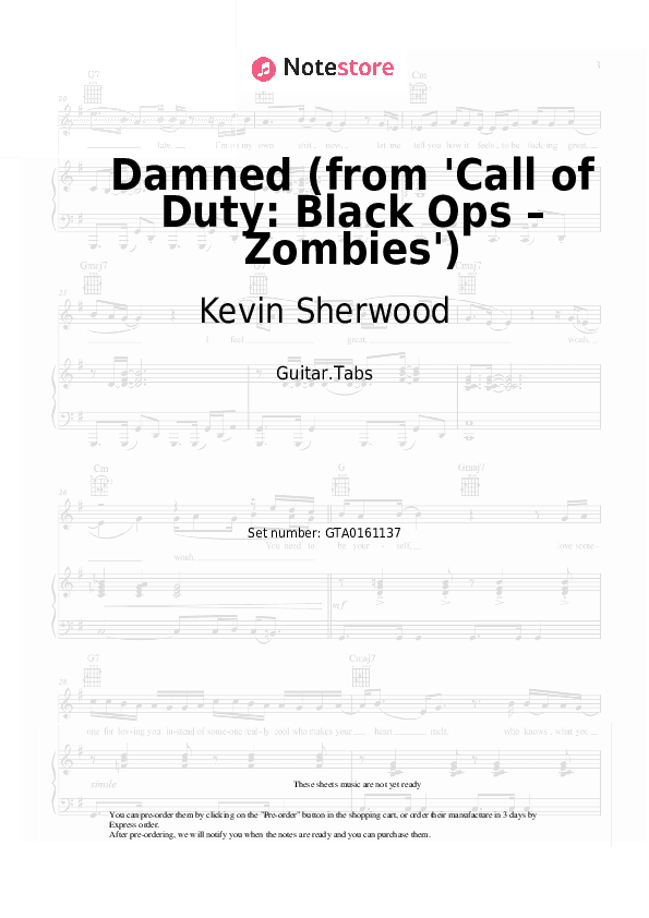 Damned (from 'Call of Duty: Black Ops β Zombies') - Kevin Sherwood Tabs - Guitar.Tabs