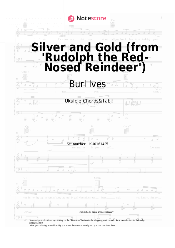 Silver and Gold (from 'Rudolph the Red-Nosed Reindeer') - Burl Ives Ukulele Sheet Music - Ukulele.Chords&Tab