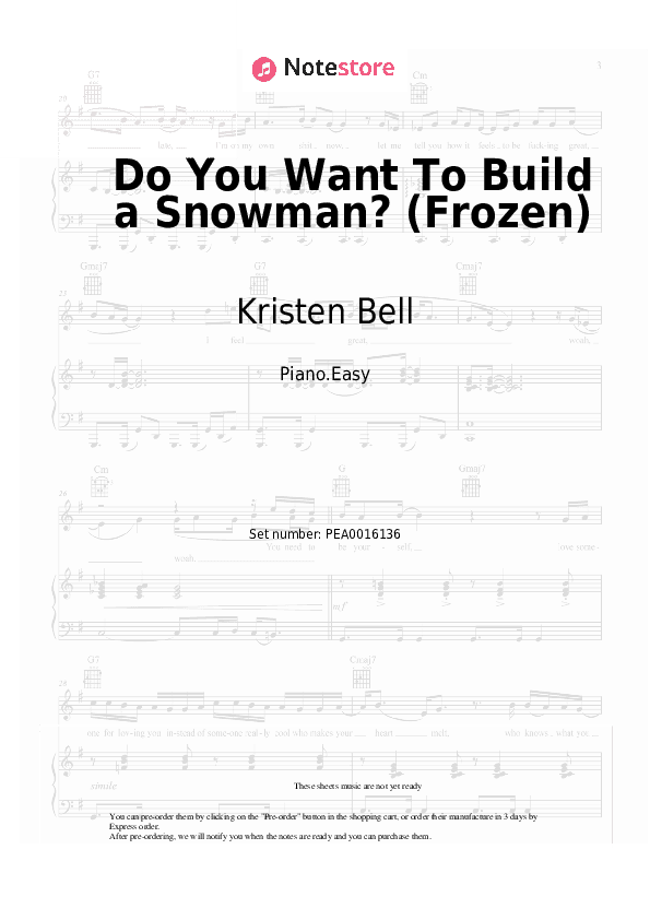 Do You Want To Build a Snowman? (Frozen) - Kristen Bell Piano Sheet Music Easy - Piano.Easy