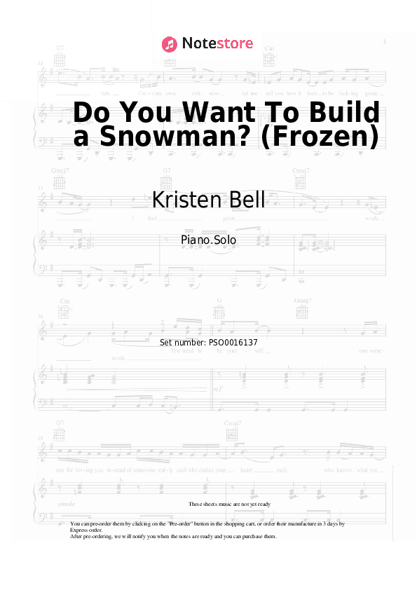 Do You Want To Build a Snowman? (Frozen) - Kristen Bell Piano Sheet Music - Piano.Solo