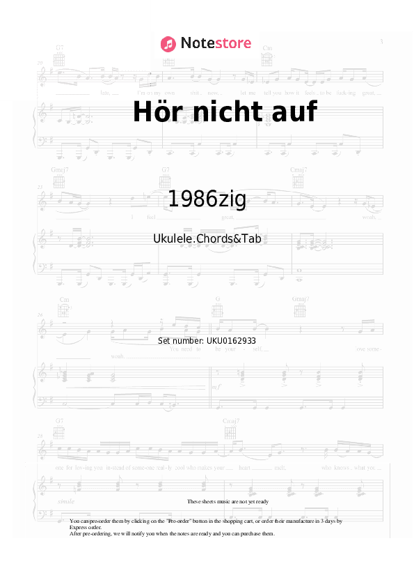 Hör nicht auf - 1986zig Ukulele Sheet Music - Ukulele.Chords&Tab