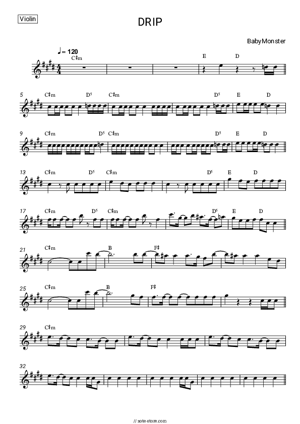 DRIP - BabyMonster Violin Sheet Music - Violin