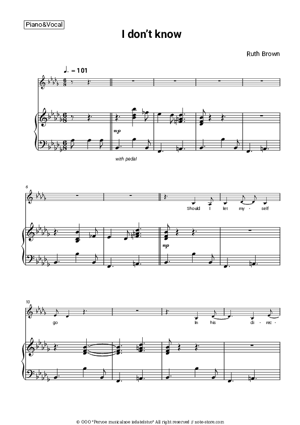 I don’t know - Ruth Brown Piano Sheet Music with the Voice part - Piano&Vocal