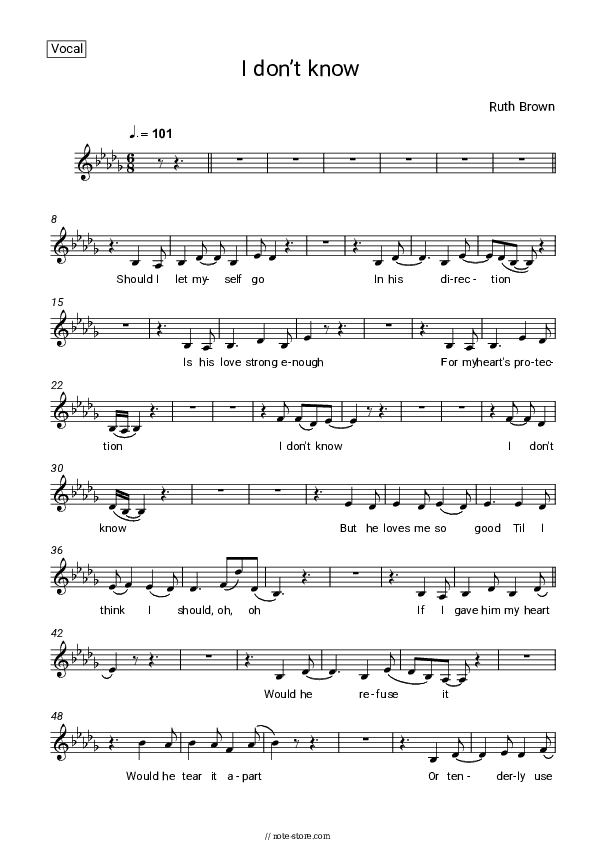 I don’t know - Ruth Brown Vocal Sheet Music - Vocal
