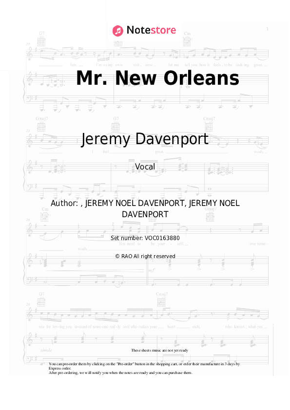 Mr. New Orleans - Jeremy Davenport, Kermit Ruffins Vocal Sheet Music - Vocal