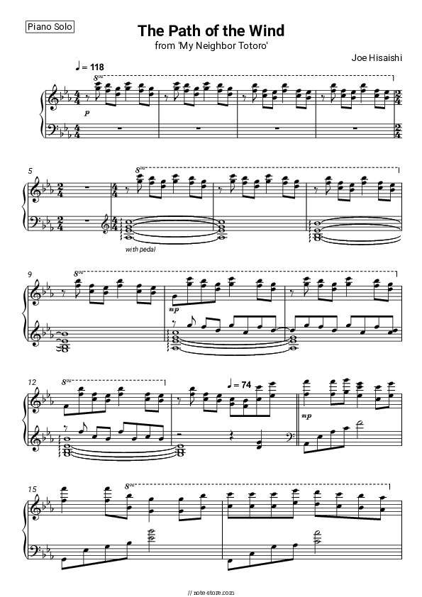 The Path of the Wind (from 'My Neighbor Totoro') - Joe Hisaishi Piano Sheet Music - Piano.Solo