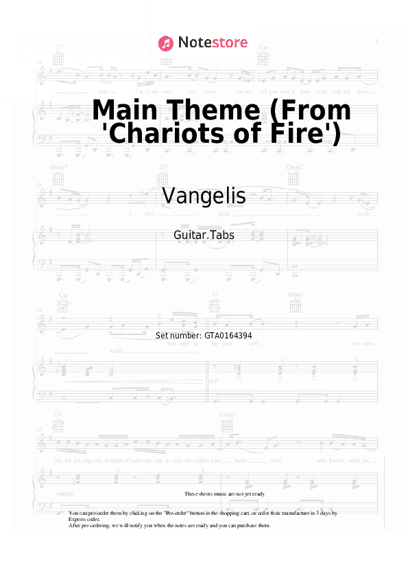 Main Theme (From 'Chariots of Fire') - Vangelis Tabs - Guitar.Tabs