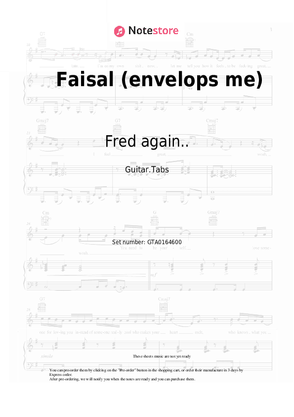 Faisal (envelops me) - Fred again.. Tabs - Guitar.Tabs