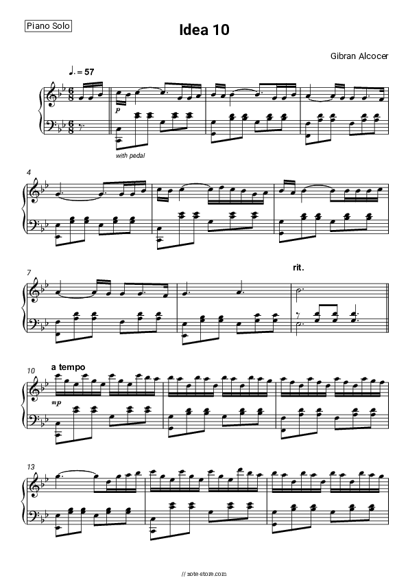 Idea 10 - Gibran Alcocer Piano Sheet Music - Piano.Solo