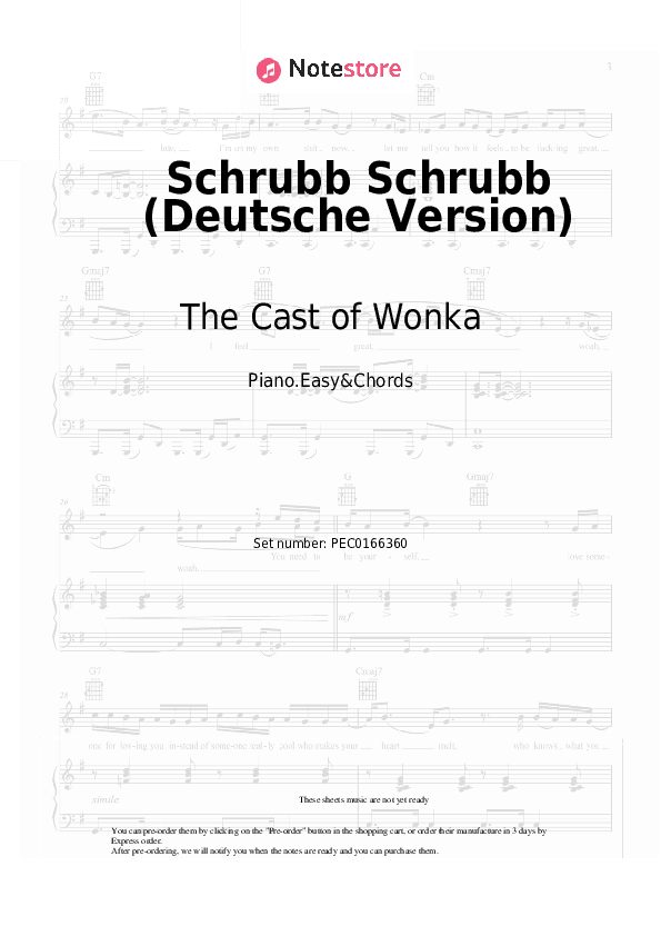 Schrubb Schrubb (Deutsche Version) - The Cast of Wonka Sheet Music Easy and Chords - Piano.Easy&Chords