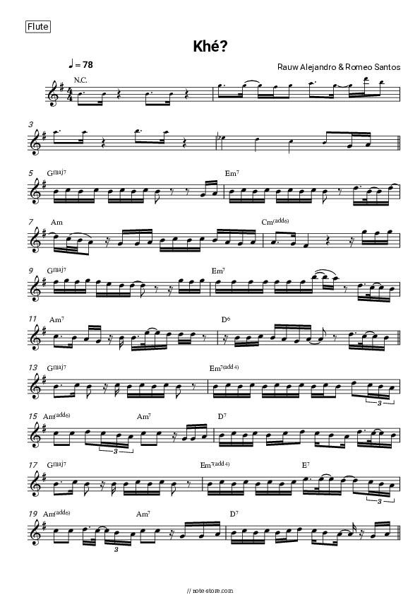 Khé? - Rauw Alejandro, Romeo Santos Flute Sheet Music - Flute