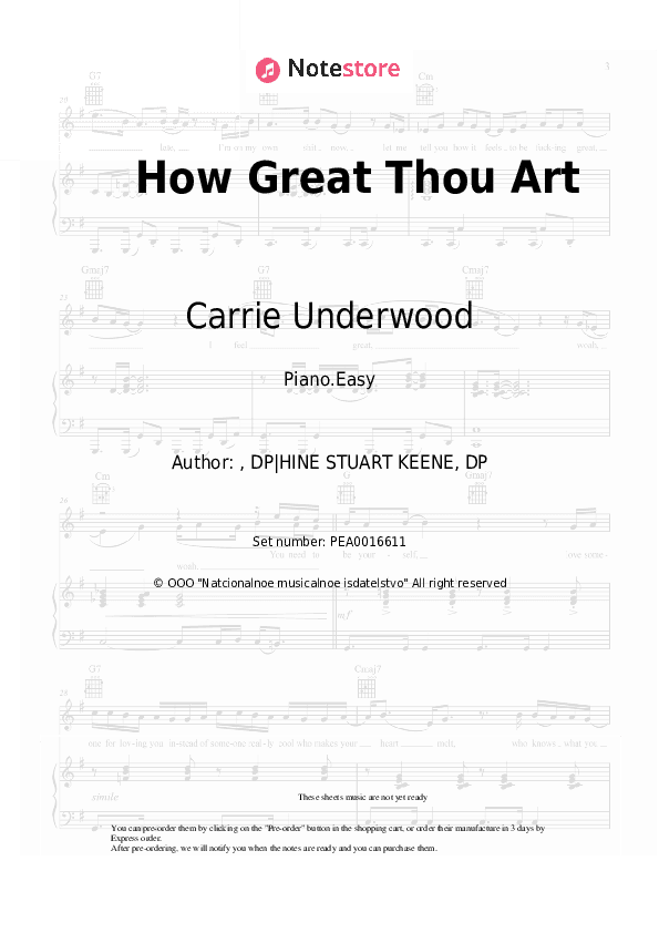 How Great Thou Art - Carrie Underwood Piano Sheet Music Easy - Piano.Easy