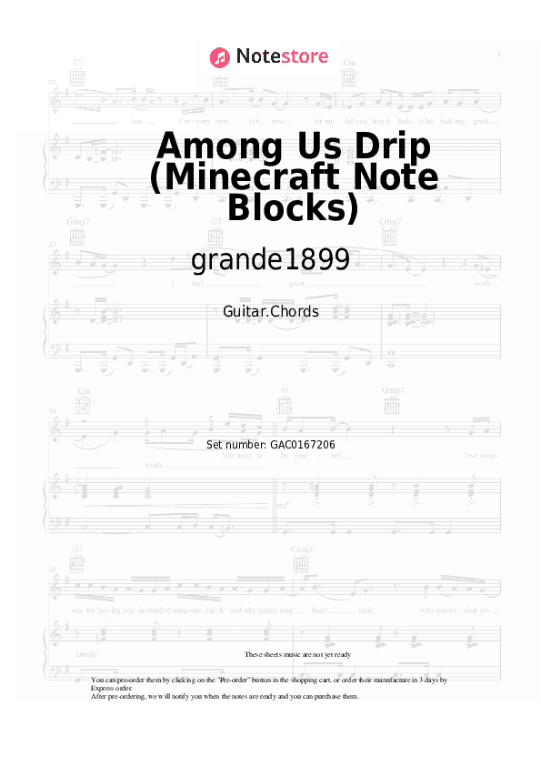 Among Us Drip (Minecraft Note Blocks) - grande1899 Chords - Guitar.Chords
