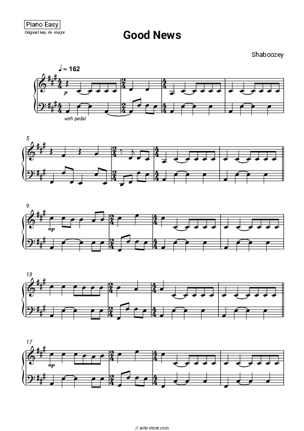 Good News - Shaboozey Piano Sheet Music Easy - Piano.Easy