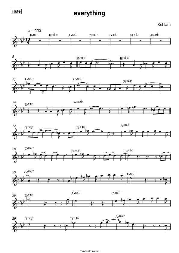 ​everything - Kehlani Flute Sheet Music - Flute