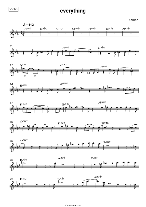 ​everything - Kehlani Violin Sheet Music - Violin