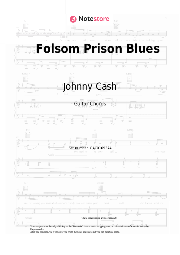 Folsom Prison Blues - Johnny Cash Chords - Guitar.Chords
