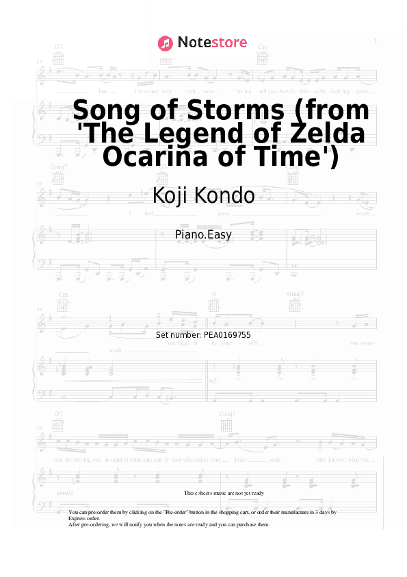 Song of Storms (from 'The Legend of Zelda Ocarina of Time') - Koji Kondo Piano Sheet Music Easy - Piano.Easy