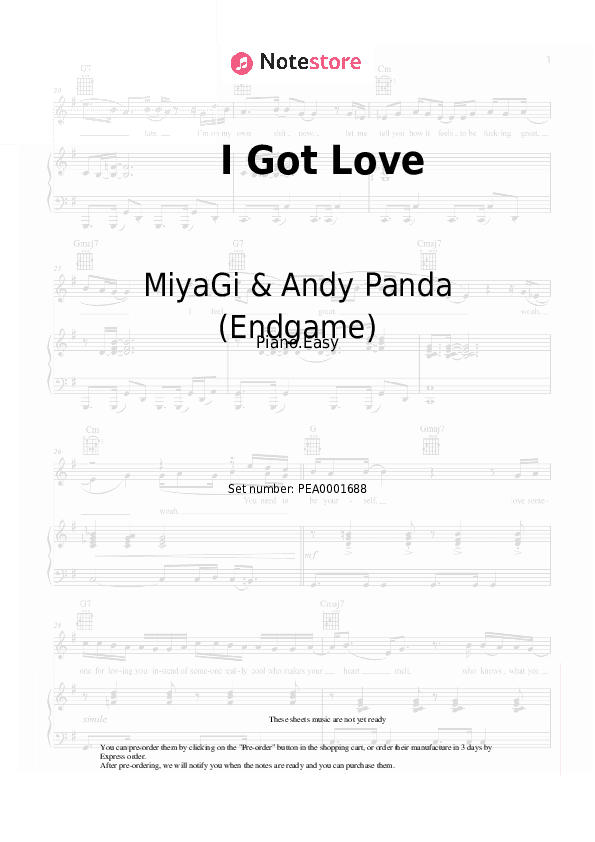 I Got Love - MiyaGi & Andy Panda (Endgame), Rem Digga Piano Sheet Music Easy - Piano.Easy