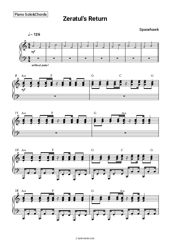 Zeratul's Return - Spacehawk Piano Sheet Music and Chords - Piano.Solo&Chords