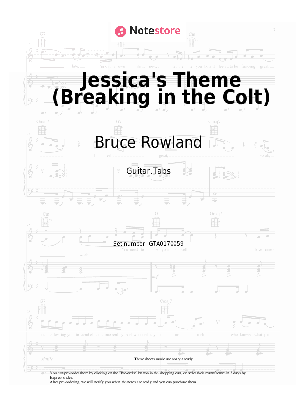 Jessica's Theme (Breaking in the Colt) - Bruce Rowland Tabs - Guitar.Tabs