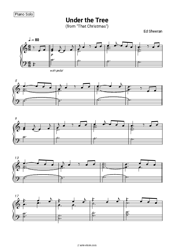 Under the Tree (from 'That Christmas') - Ed Sheeran Piano Sheet Music - Piano.Solo