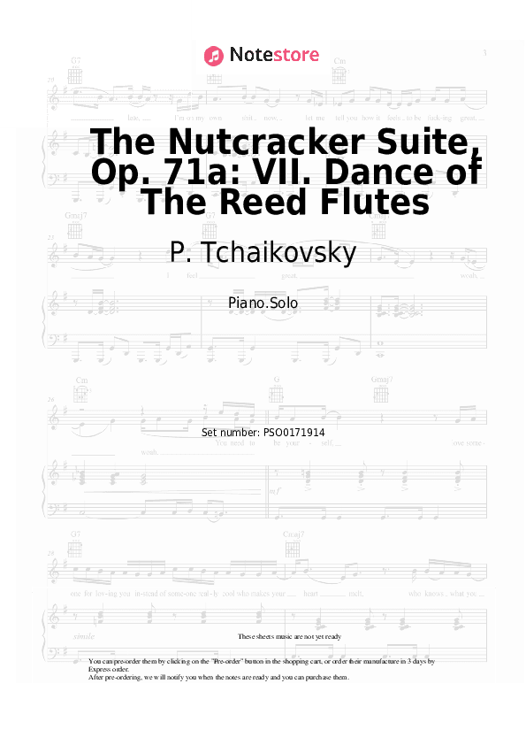 The Nutcracker Suite, Op. 71a: VII. Dance of The Reed Flutes - P. Tchaikovsky Piano Sheet Music - Piano.Solo