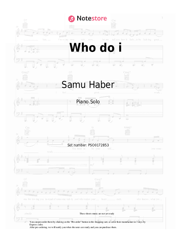 Who do i - Samu Haber Piano Sheet Music - Piano.Solo