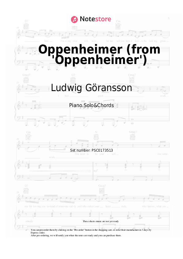 Oppenheimer (from 'Oppenheimer') - Ludwig Göransson Piano Sheet Music and Chords - Piano.Solo&Chords